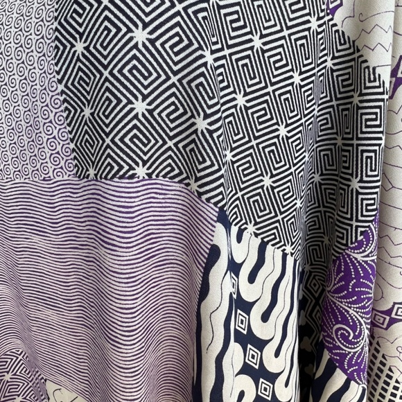 0059/ purple Multicolor Poncho with fringed, Batik Poncho with fringed - Picture 4 of 9